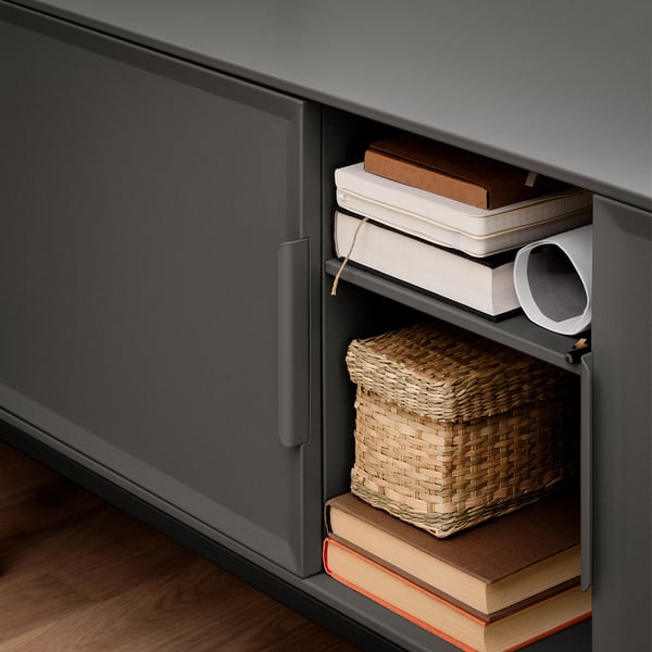 TULLSTORP - TULLSTORP TV bench, grey, 114x35x53 cm