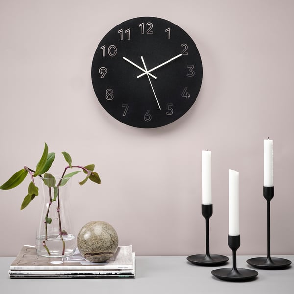 TUNNIS - TUNNIS Wall clock, black, 30 cm
