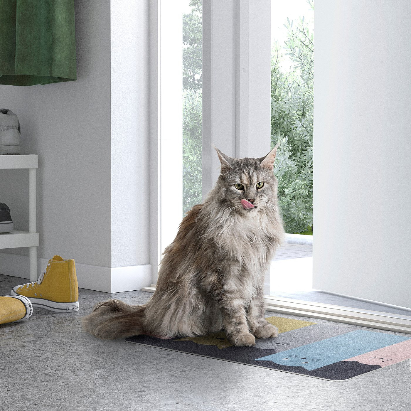 TURISTVÄG door mat, indoor, cat pattern, 40x60 cm