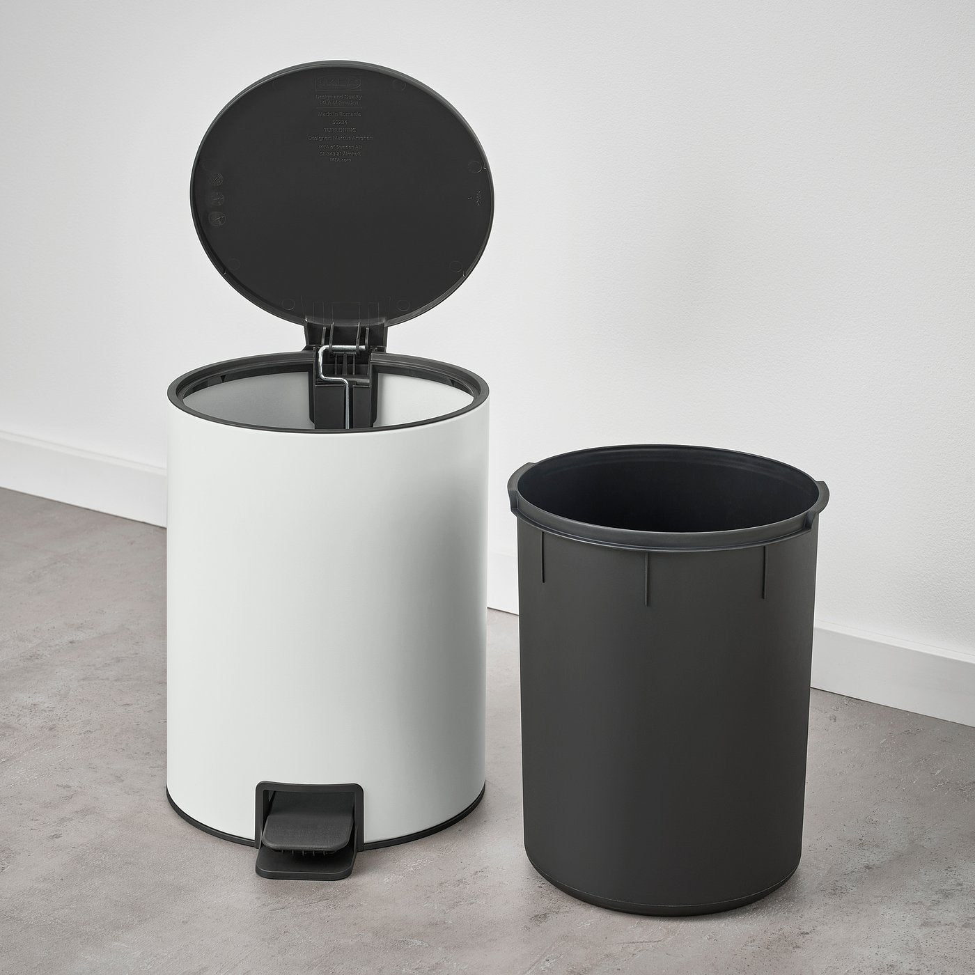 TURRIDNING pedal bin, white/anthracite, 9 l