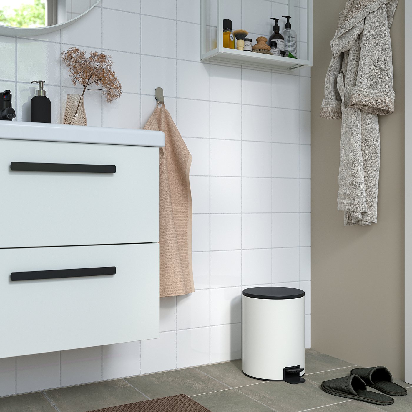 TURRIDNING pedal bin, white/anthracite, 9 l
