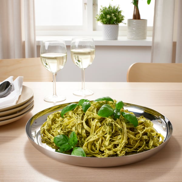 TUVHÄTTA serving plate, stainless steel, 32 cm