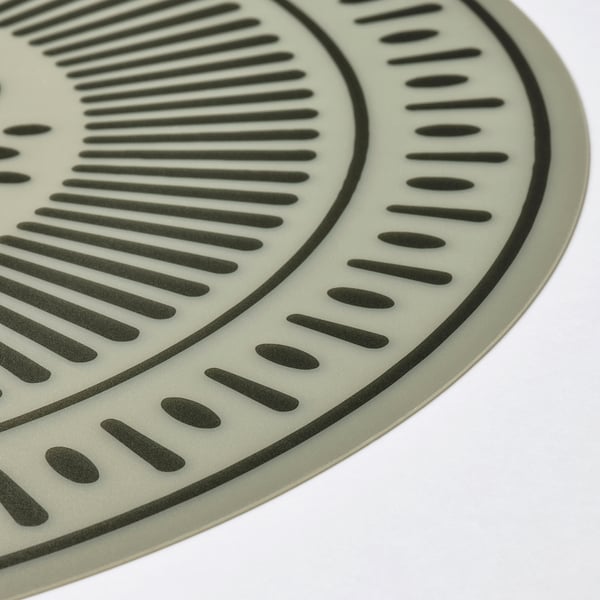 TUVIRIS place mat, grey-green/patterned plastic, 37 cm