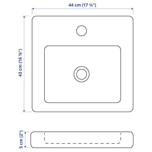 TVÄLLEN - 1-tub washbasin, 44x43x5 cm