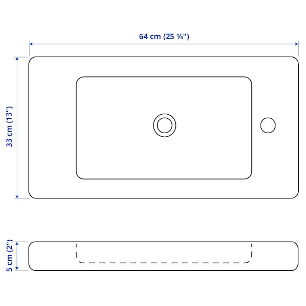 TVÄLLEN - 1-tub washbasin, 64x33x5 cm