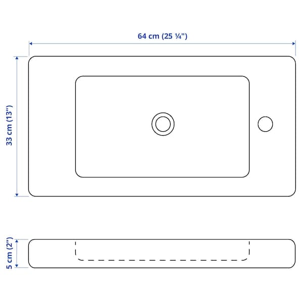Ikea TVÄLLEN - Wash-basin with water trap, white, 64x33 cm