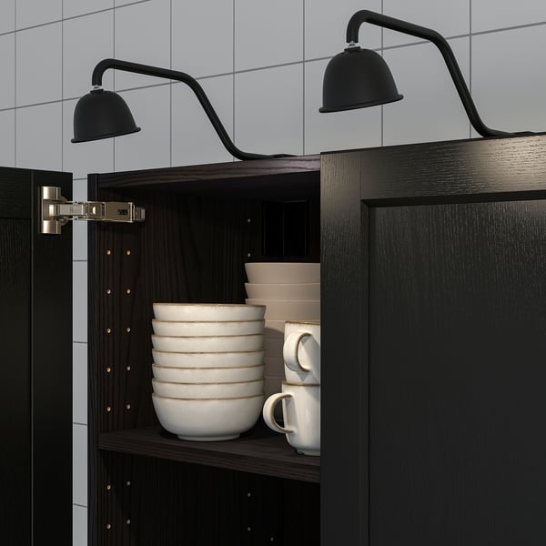 TVÄRDRAG cabinet lighting, black/dimmable, 36x7 cm