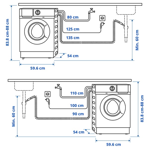 TVÄTTAD integrated washing machine/dryer, white, 59.6x81.9x54.0 cm