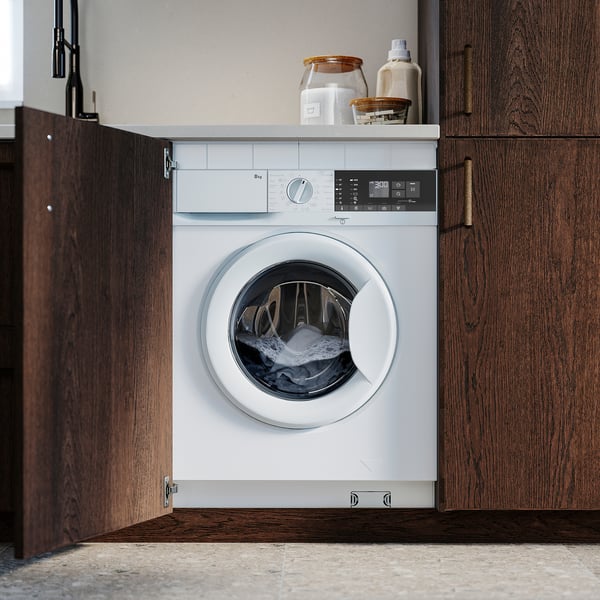 TVÄTTAD integrated washing machine, white, 59.6x81.9x54.0 cm