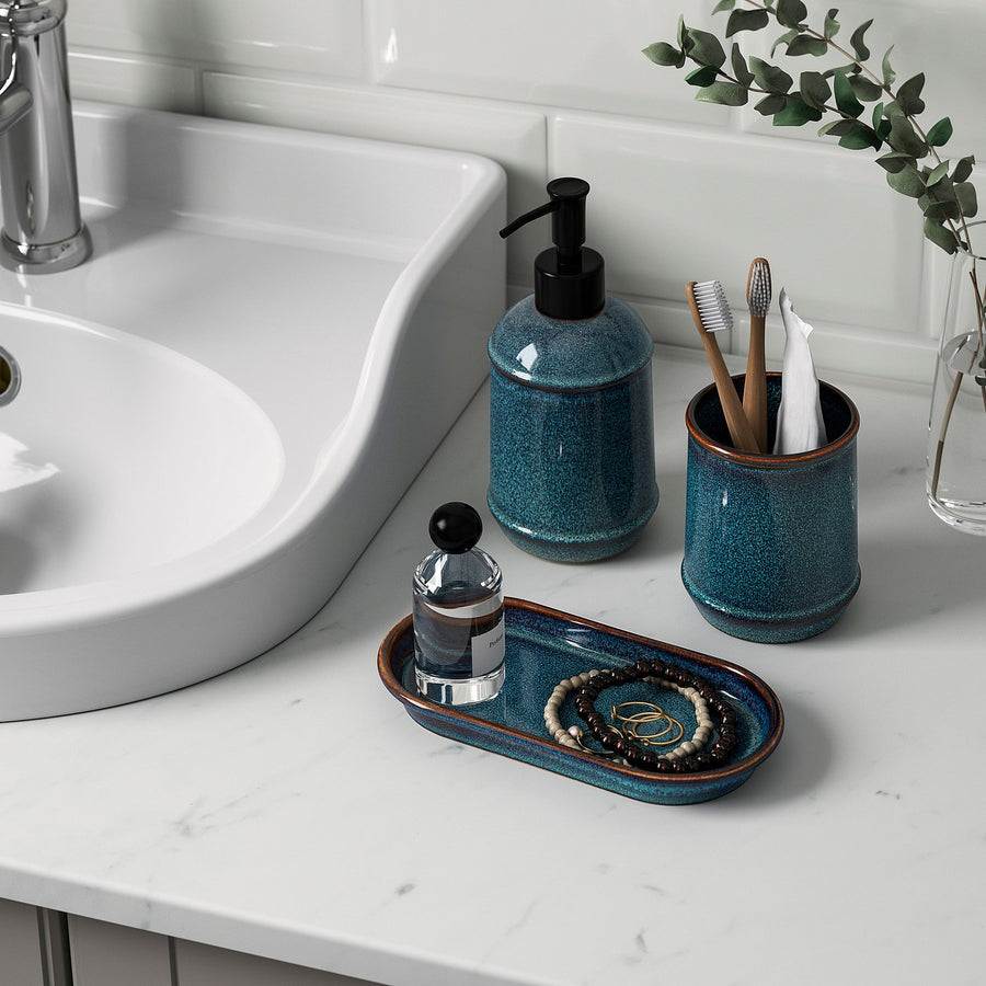 TVÅLSJÖN 3-piece bathroom set, blue
