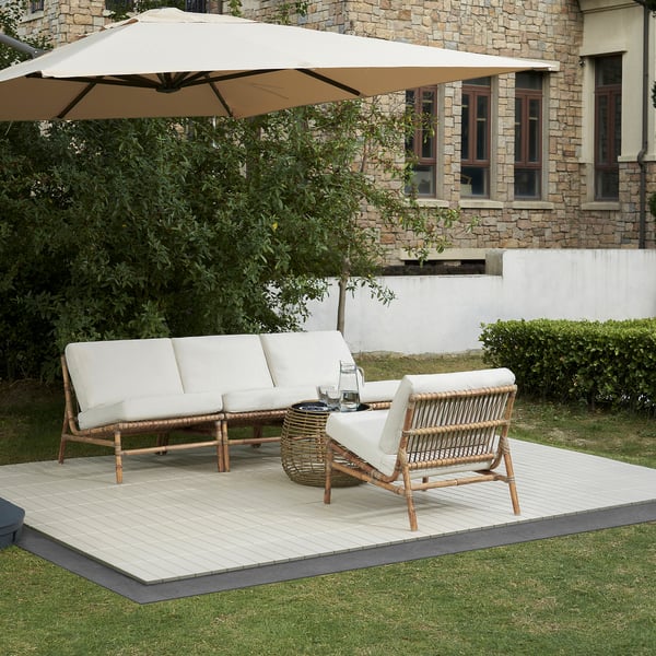 TVARÖ / FRÖSÖN 4-seat conversation set, outdoor, beige, 55 cm