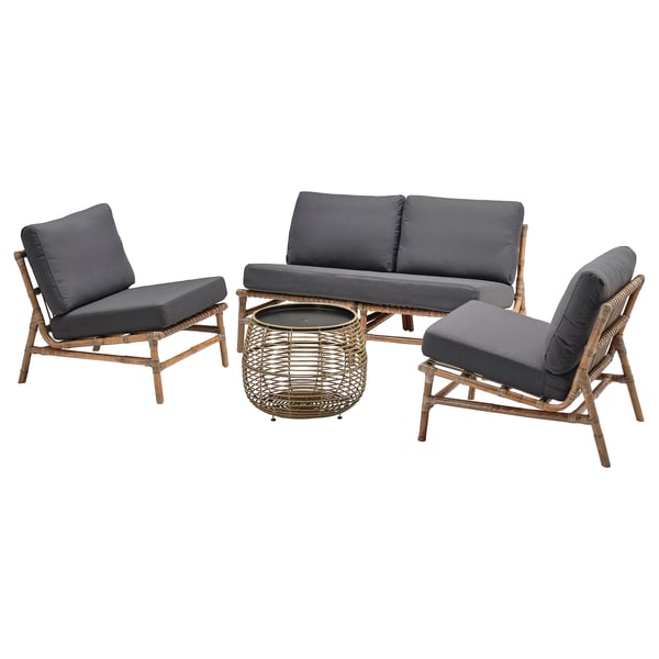 TVARÖ / FRÖSÖN - 4-seater garden set, dark gray