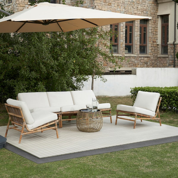 TVARÖ 5-seat conversation set, outdoor, brown/Frösön/Duvholmen beige, 55 cm