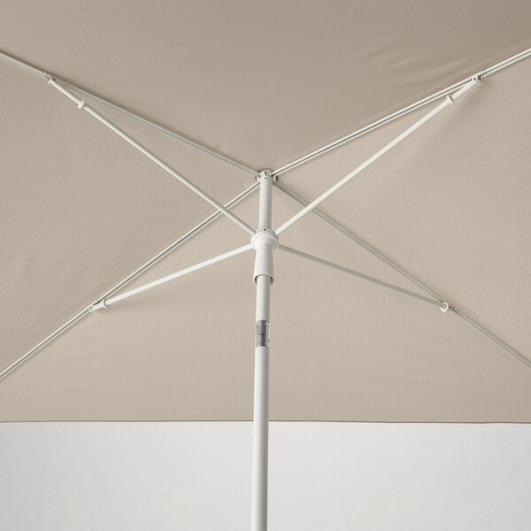 TVETÖ - Parasol, grey-beige white/Grytö grey, 180 cm