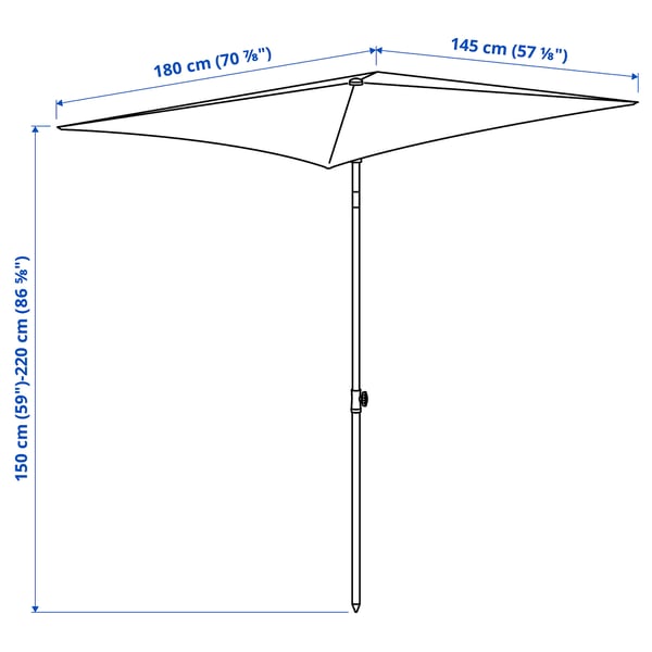 TVETÖ - TVETÖ Parasol, tilting/grey-beige white, 180x145 cm