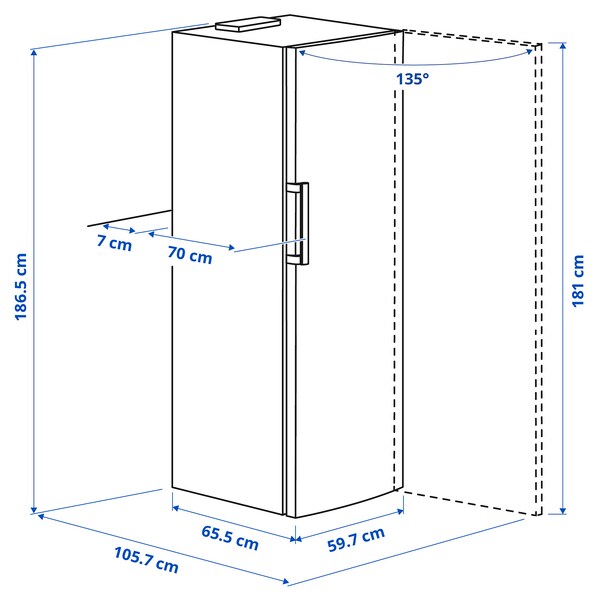 TYNNERÅS - Refrigerator, IKEA 500 freestanding/inox, ,