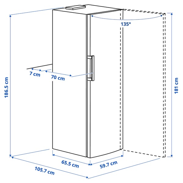 TYNNERÅS fridge, IKEA 500 freestanding/stainless steel, 365 l