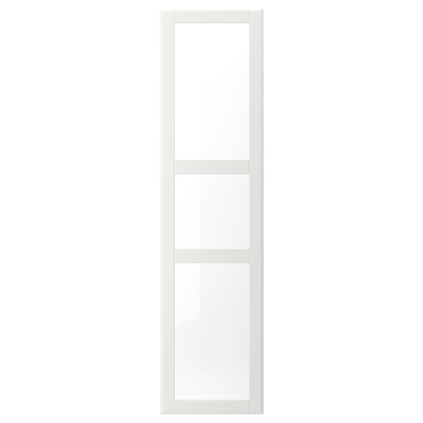 TYSSEDAL door with hinges, white/glass, 50x195 cm