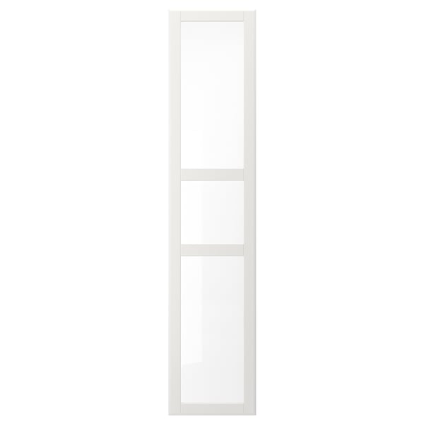 TYSSEDAL door with hinges, white/glass, 50x229 cm