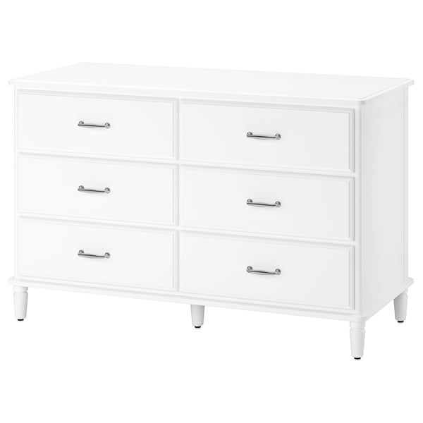 TYSSEDAL chest of 6 drawers, white, 127x81 cm