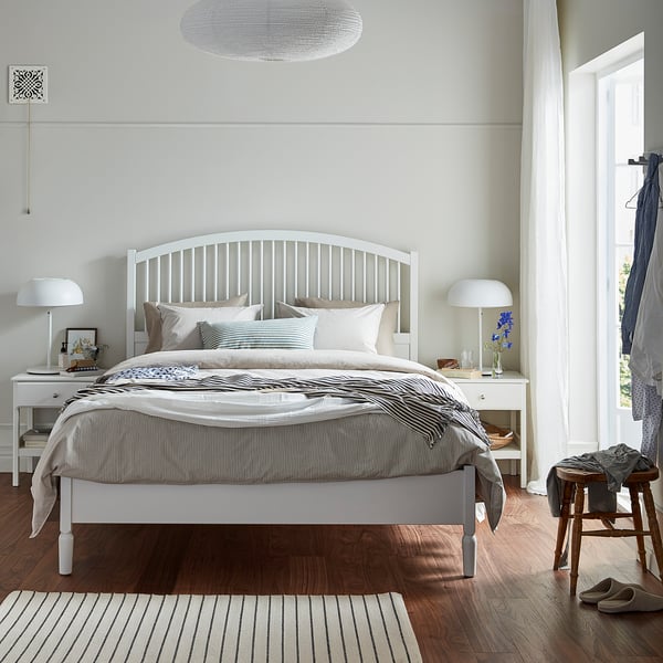 TYSSEDAL bed frame, white/Lönset, 140x200 cm