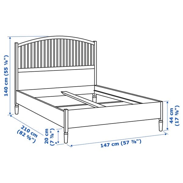 Ikea TYSSEDAL Bed structure - white/Lönset 140x200 cm , 140x200 cm