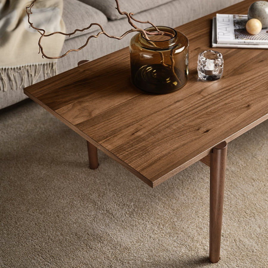UGGLERUM coffee table, walnut veneer, 130x65 cm