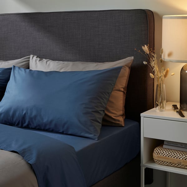 ULLVIDE flat sheet, dark blue, 150x260 cm