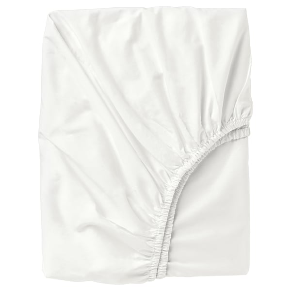 ULLVIDE fitted sheet, white, 140x200 cm
