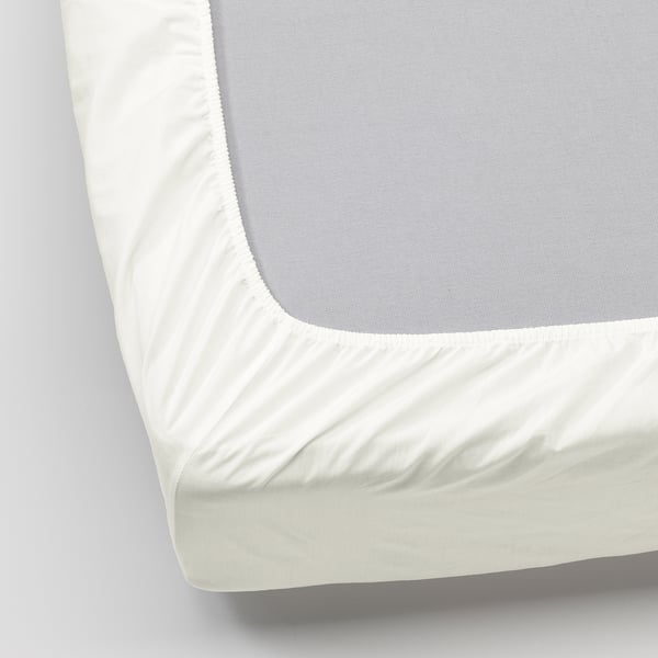 ULLVIDE fitted sheet, white, 140x200 cm