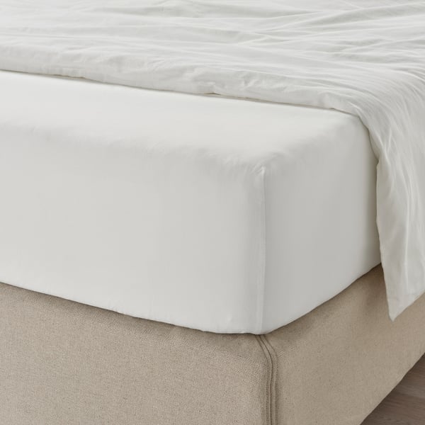 ULLVIDE fitted sheet, white, 180x200 cm