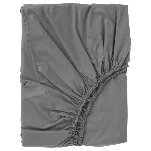 ULLVIDE fitted sheet, grey, 180x200 cm