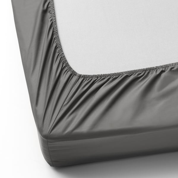 ULLVIDE fitted sheet, grey, 90x200 cm