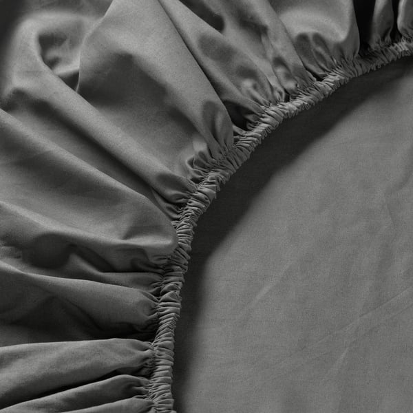 ULLVIDE fitted sheet, grey, 180x200 cm