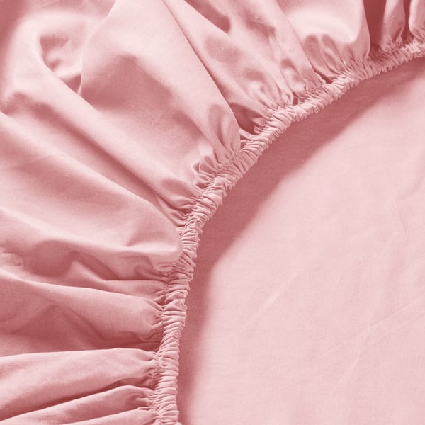 ULLVIDE fitted sheet, light pink, 140x200 cm