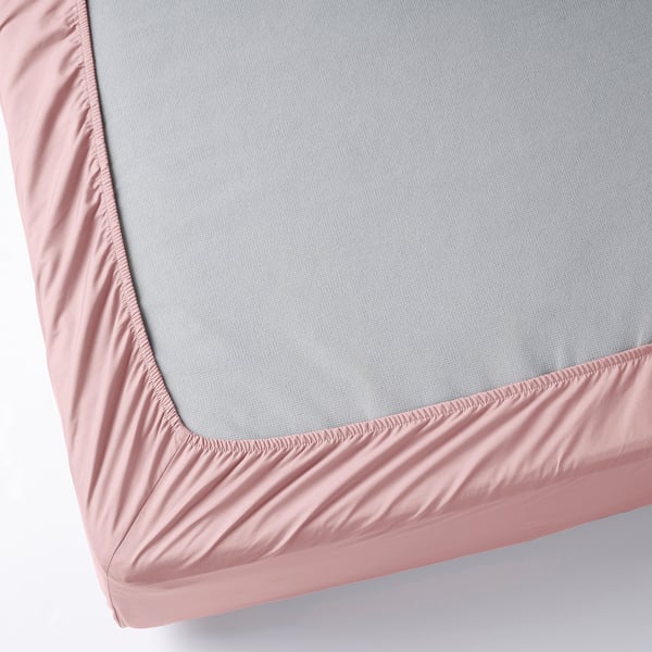 ULLVIDE fitted sheet, light pink, 160x200 cm