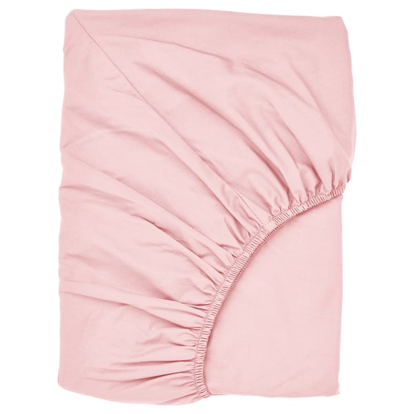 ULLVIDE fitted sheet, light pink, 160x200 cm