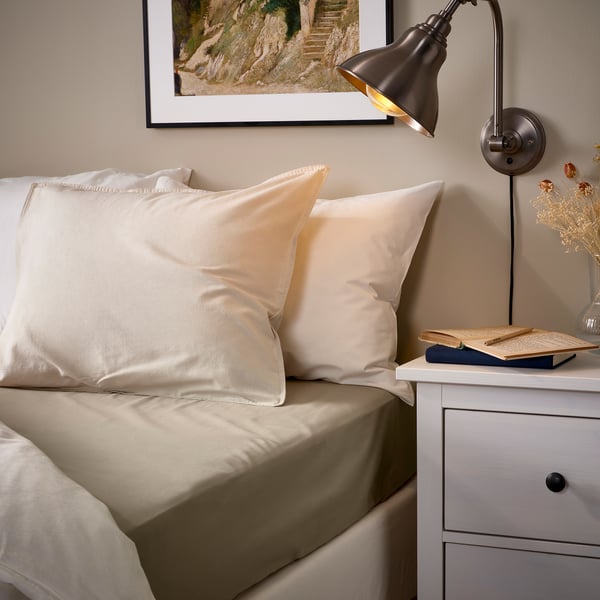 ULLVIDE flat sheet, grey-beige, 240x260 cm