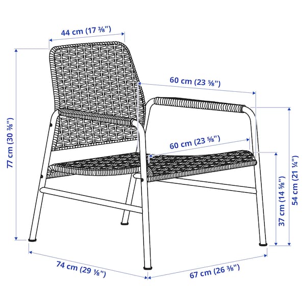Ikea ULRIKSBERG - Armchair, rattan/anthracite