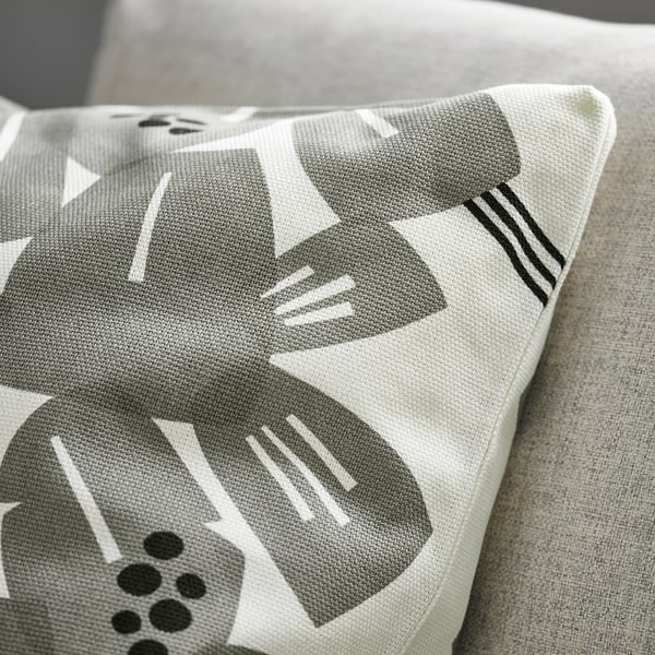 UNDERBLOMMA cushion cover, white/light grey-green, 50x50 cm