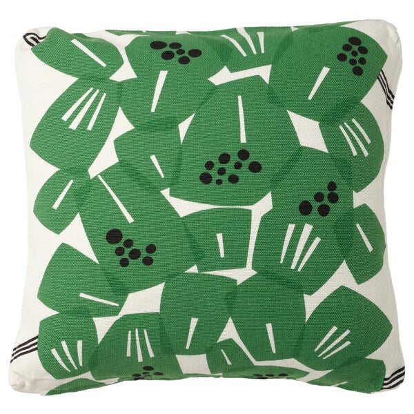 UNDERBLOMMA - Cushion cover, white/green, 50x50 cm