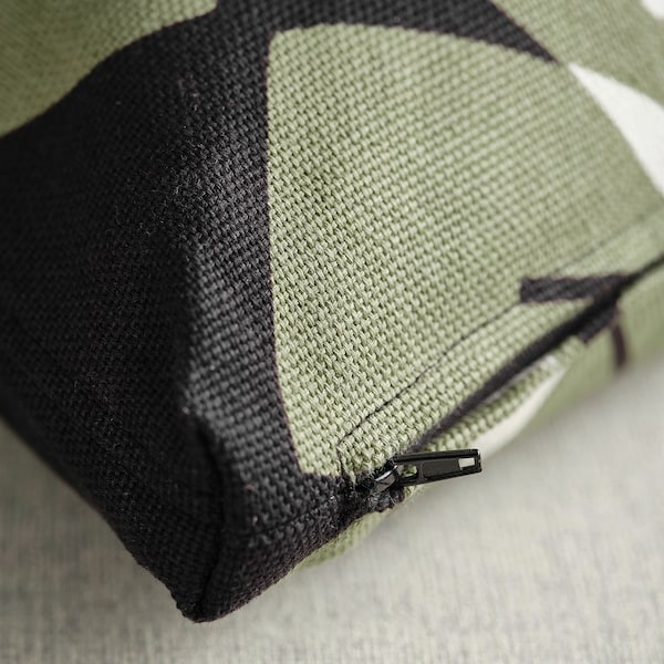 UNDERBLOMMA - Cushion cover, black/grey-green, 50x50 cm