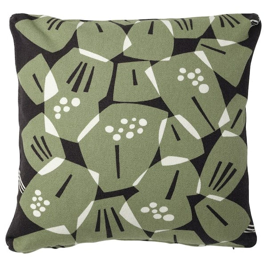 Ikea UNDERBLOMMA - Cushion cover, black/grey-green, 50x50 cm