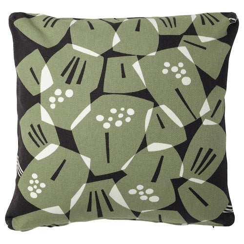 UNDERBLOMMA - Cushion cover, black/grey-green, 50x50 cm