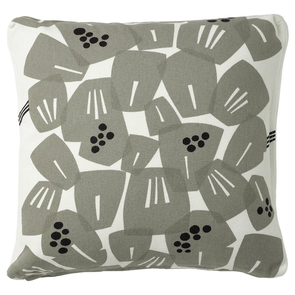 UNDERBLOMMA - Cushion cover, white/light grey-green, 50x50 cm