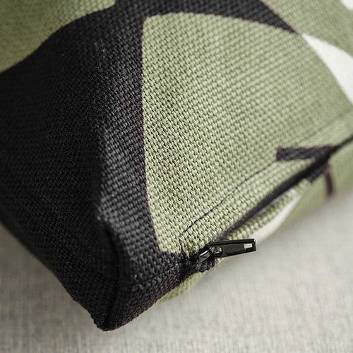 UNDERBLOMMA - Cushion cover, black/grey-green, 50x50 cm