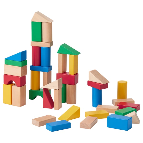 UNDERHÅLLA - UNDERHÅLLA 40-piece wooden building block set, multicolour