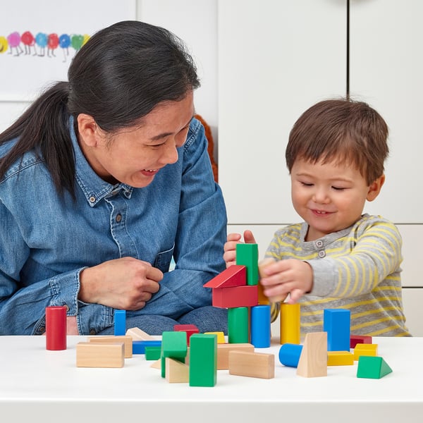 UNDERHÅLLA - UNDERHÅLLA 40-piece wooden building block set, multicolour