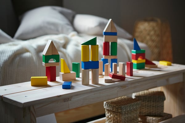 UNDERHÅLLA - UNDERHÅLLA 40-piece wooden building block set, multicolour