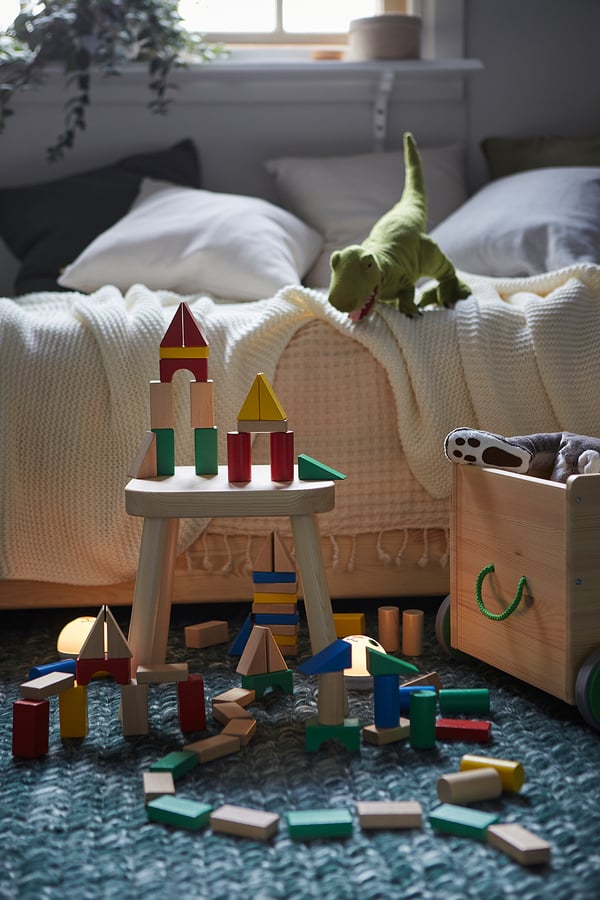 UNDERHÅLLA - UNDERHÅLLA 40-piece wooden building block set, multicolour